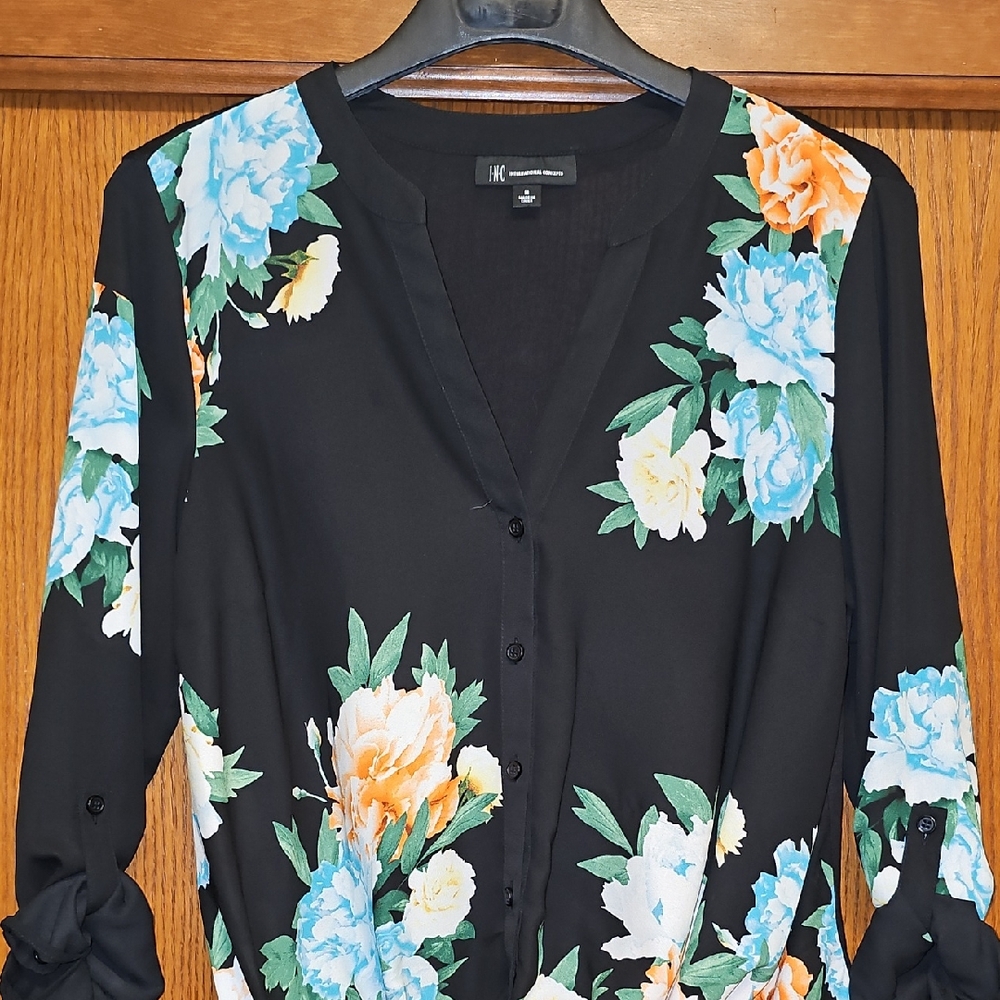 INC International Concepts Black Blouse